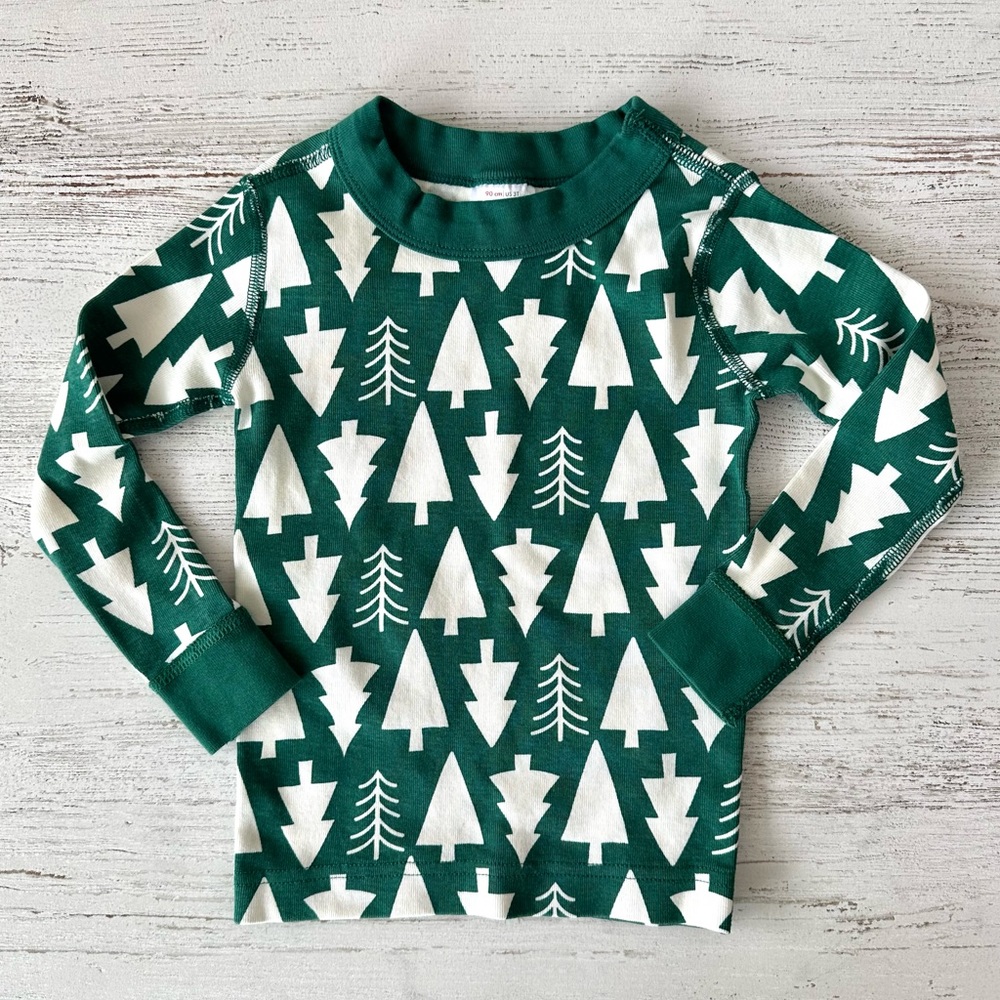 *3/$20* HANNA ANDERSSON Christmas Tree Holiday Green Pajama Top Long Sleeve 3T